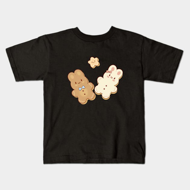 Cute Kawaii Gingerbread Bunny | Brown Kids T-Shirt by ModesaDraw